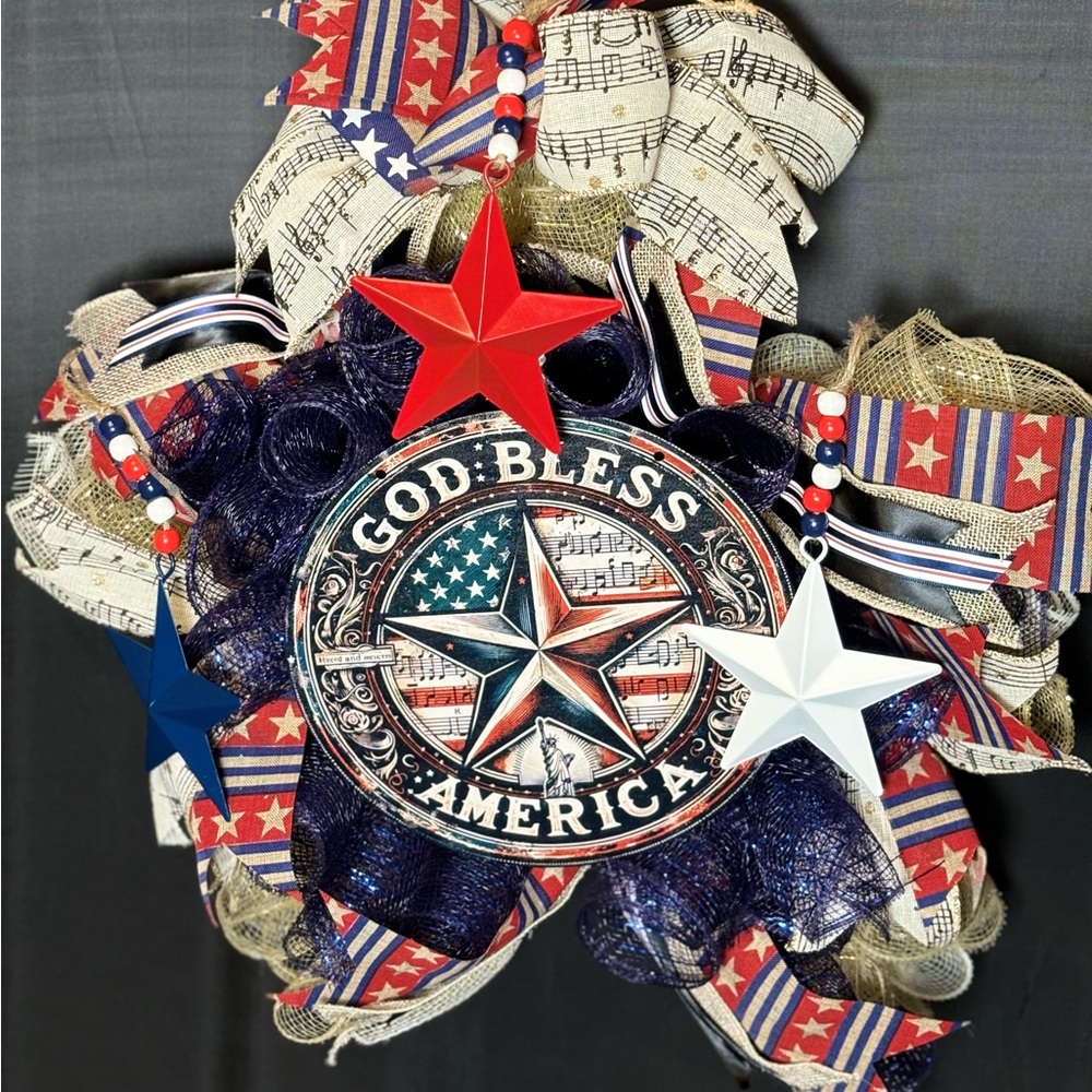 God Bless America 🇺🇸 Patriotic Front Door Wreath